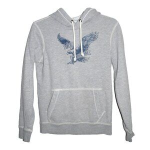 AMERICAN EAGLE Vintage Classic Fit gray fleece lined pullover hoodie ADULT XS